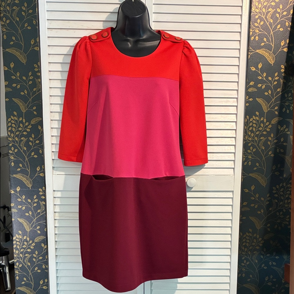 Jade Red and Pink Long Sleeve Dress